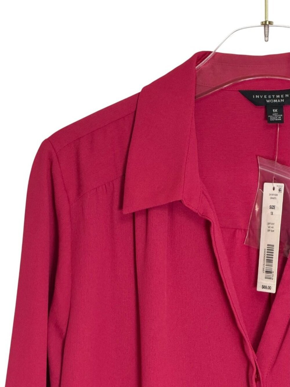 Investments Woman 1X Granita Rose Hidden Button Blouse NWT - Picture 5 of 9